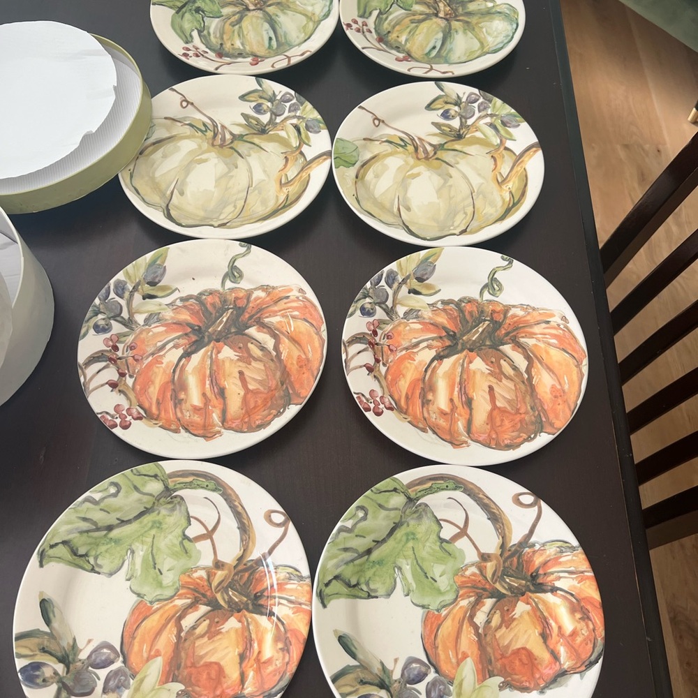 Pottery Barn Pumpkin Dinnerware Set - Orange and Green